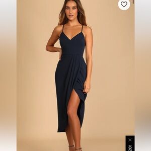 Reinette Navy Blue Midi Dress size XS - Lulus